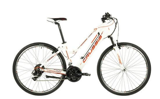 Crussis e-Cross Lady 1.6 Hybrid Electric Bike 2021, 13Ah, 28″ Wheel, 21 Speed – White/Orange – 17 Inch frame