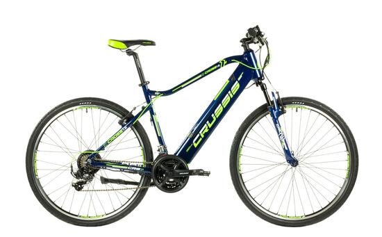 Crussis e-Cross 1.6-S Mens Hybrid Electric Bike 2021, 17.5Ah, 28″ Wheel, 21 Speed – Dark Blue/Green – 20 Inch Frame