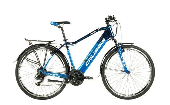 Crussis e-Gordo 1.6-S Mens Crossbar Electric Trekking Bicycle, 28″ Wheel, 17.5Ah Battery – Navy/Blue – 20 Inch Frame
