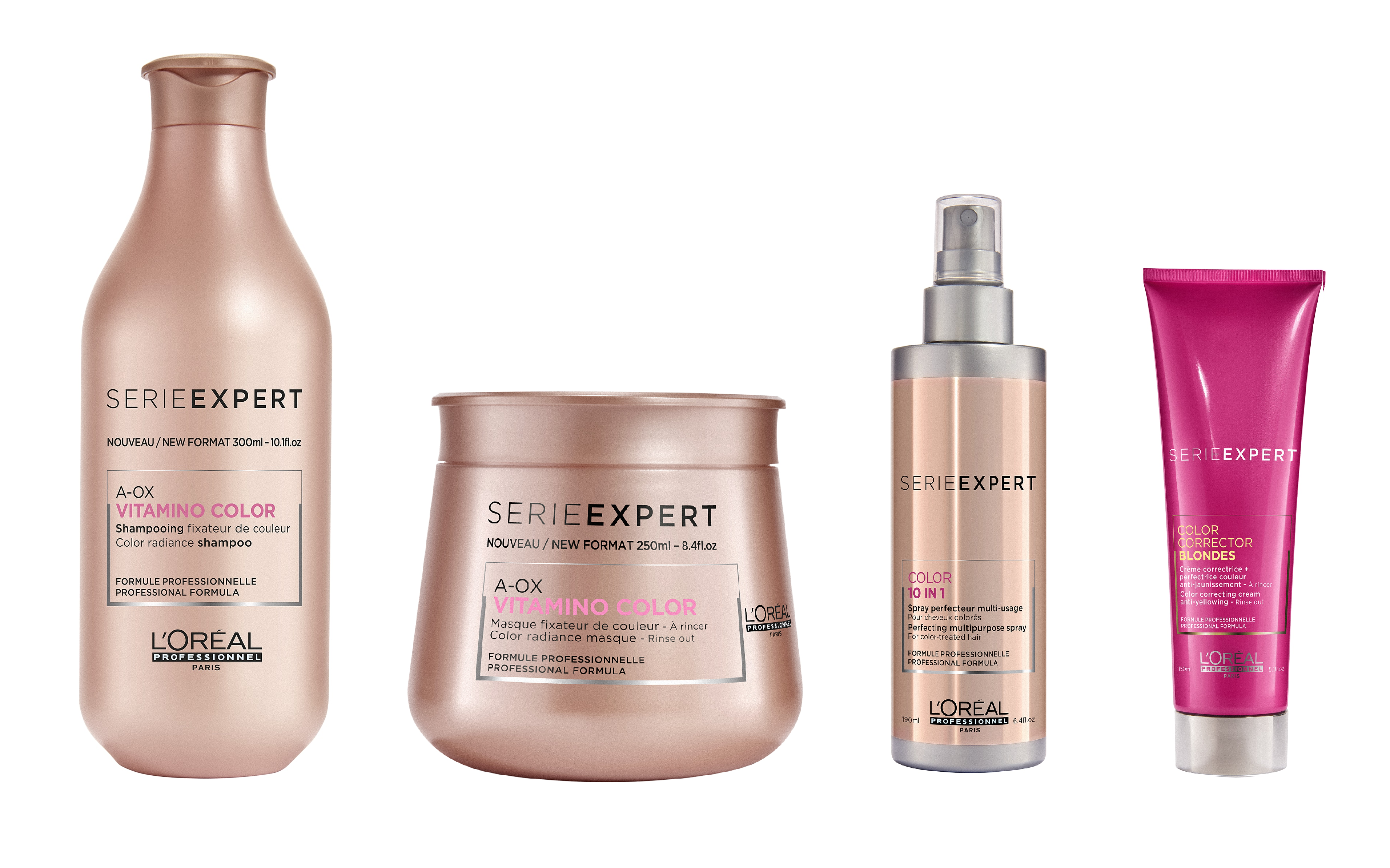 L’Oreal Serie Expert Vitamino Color A-OX Shampoo 300ml, Masque 250ml, Leave In Perfecting Spray 190ml and Blonde Cool Cover Cream 150ml