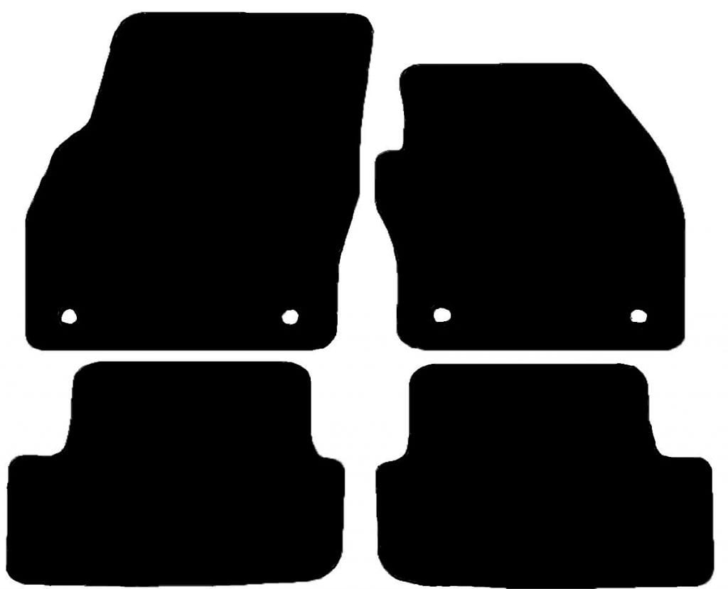 Car Mat – Vw – Polo – 2018 To Present – Black Fabric – 4 Piece Floor Mat Solid Color With Trim