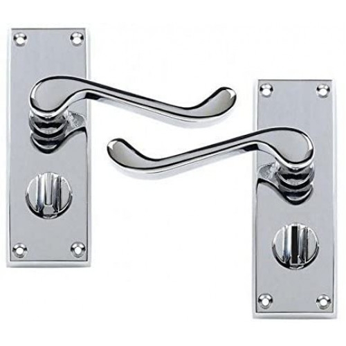 Victorian Scroll Polished Chrome Privacy Premium Door Handles 115 x 40mm – My Door Handles