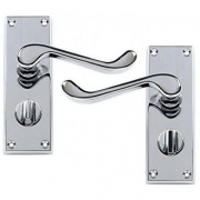 Victorian Scroll Polished Chrome Privacy Premium Door Handles 115 x 40mm – My Door Handles