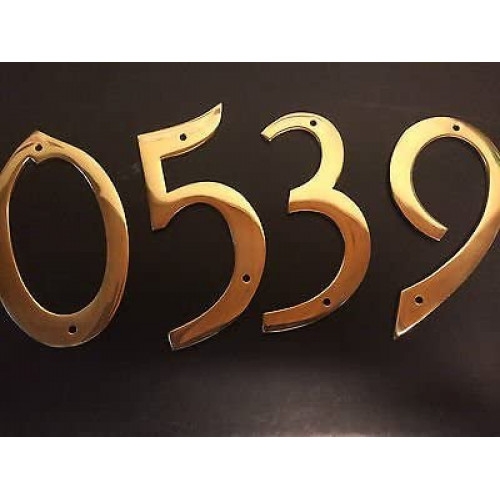 Golden Grace 4″ Numerals Italic Screw in Brass No. 8 – My Door Handles