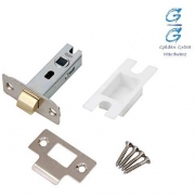 65mm Nickel Plated Bolt Through Tubular Mortice Latch – 63mm (2.5″) With Strike Plate & Dust Cap – Golden Grace – My Door Handles