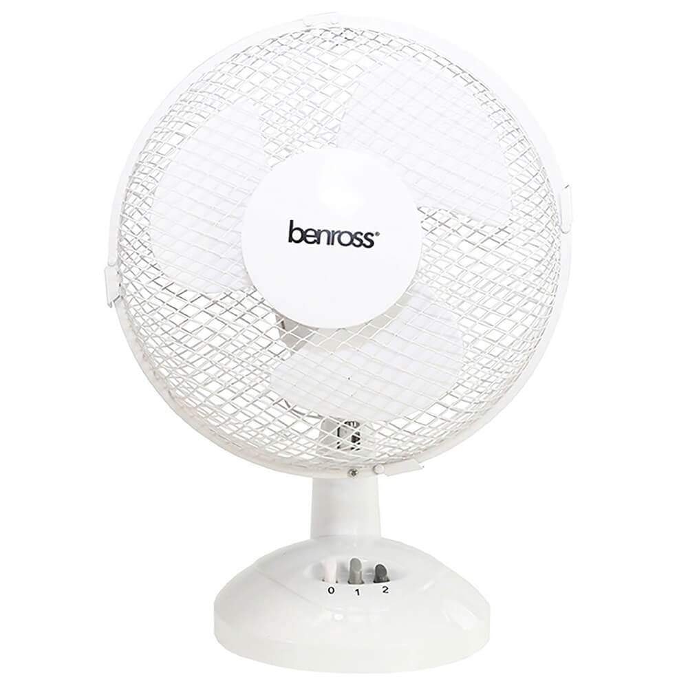 9 Inch Desk Fan – White – Benross 9″ White Desk Fan 2 Speed Settings – Small Appliance – Spare And Square