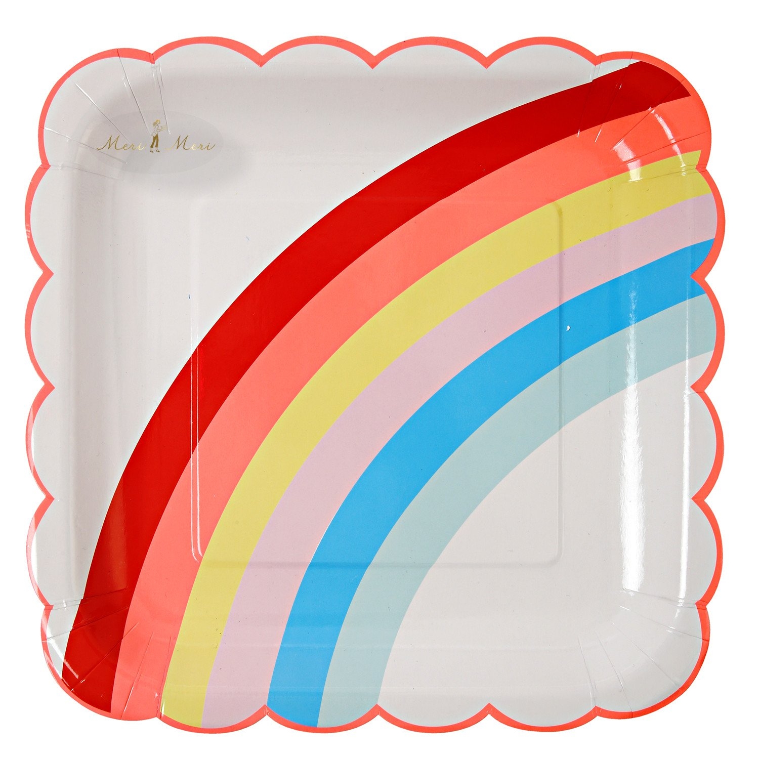 Meri Meri – Unicorn & Rainbows – Paper Plates – White / Red – Party Supplies