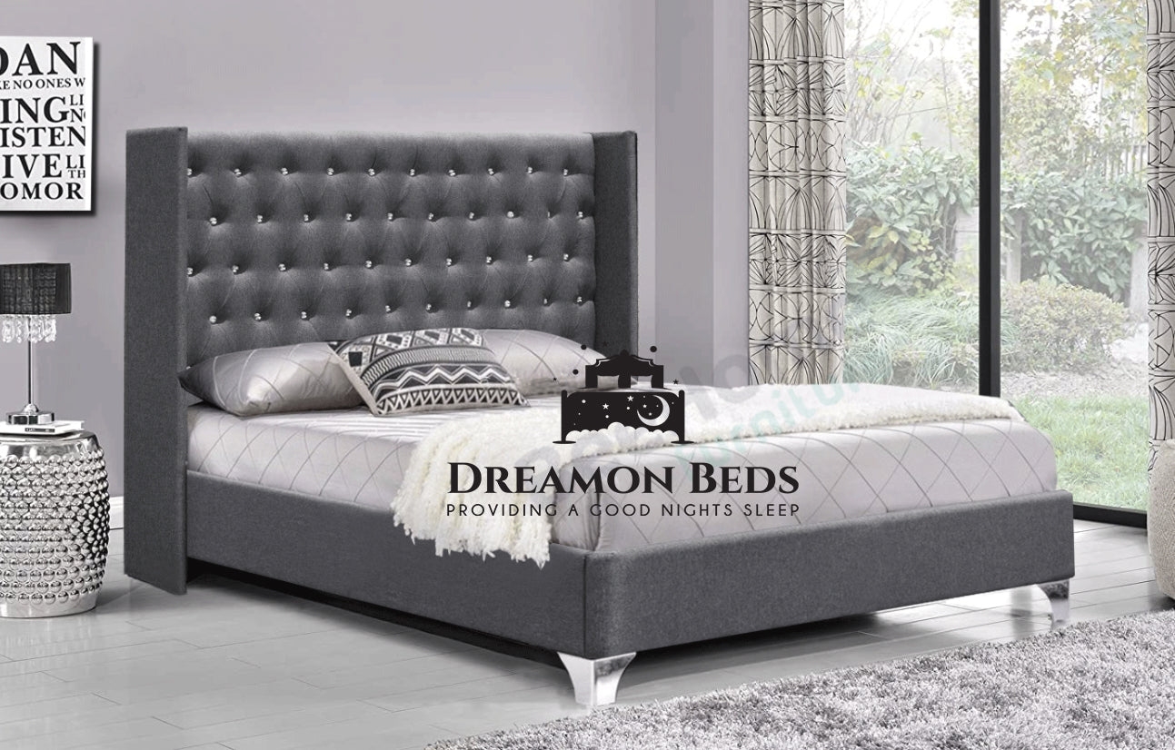 Montreal Wingback Bed Frame Available With Divan Or Ottoman Storage – Endless Customisation – Choice Of 25 Colours & Materials – Dreamon Beds