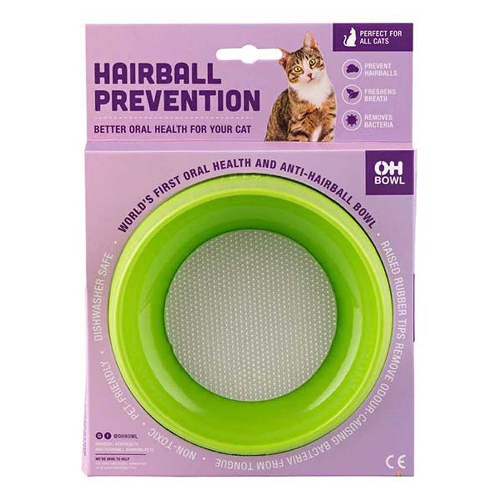 Oh Bowl for Cats Hairball Prevention Green