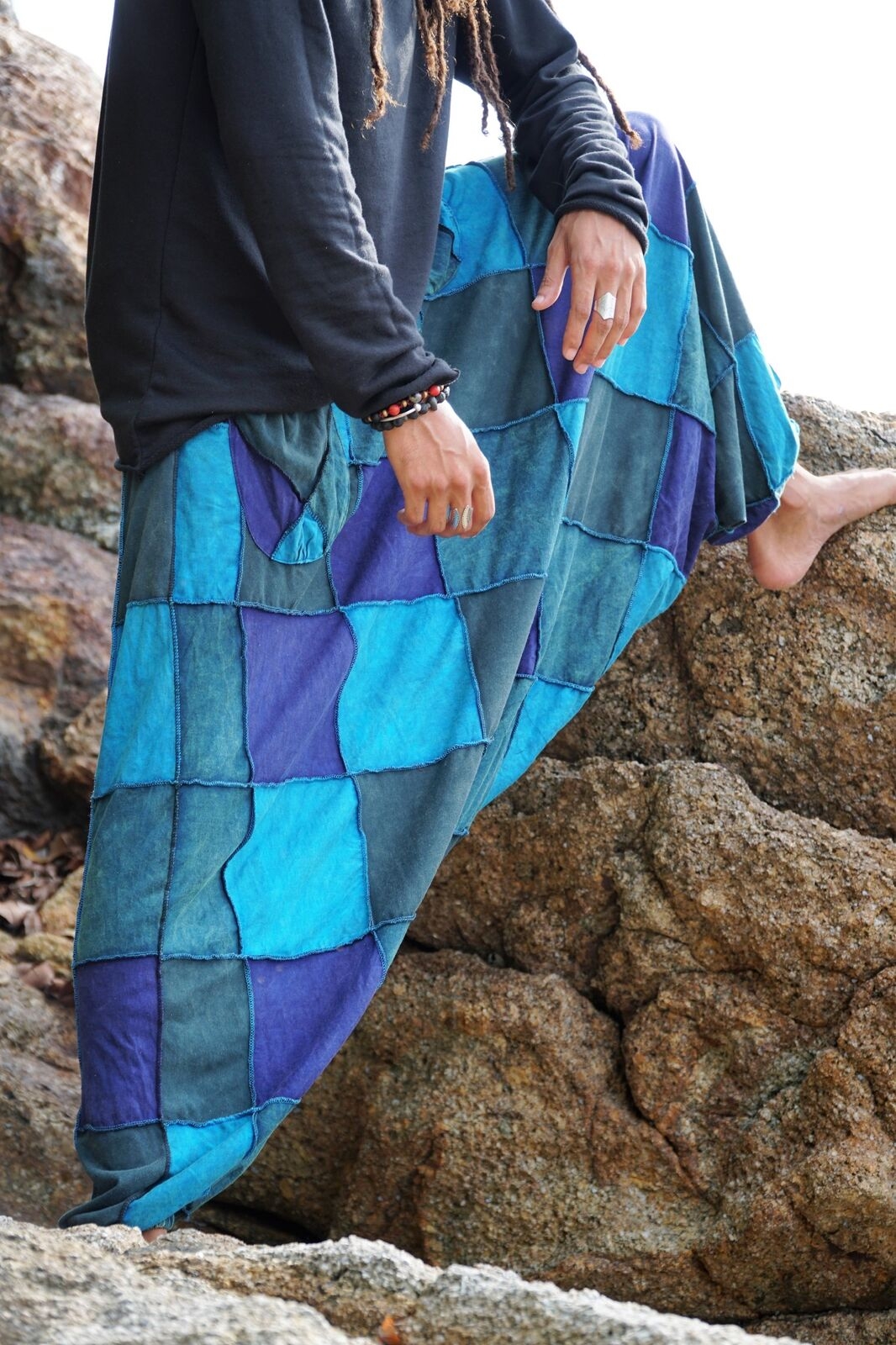 Harem Pants – Patchwork – Blue – The Karmic Chameleon