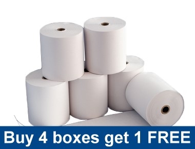 57 x 70mm Thermal Rolls Special Offer – buy 4 boxes get one free