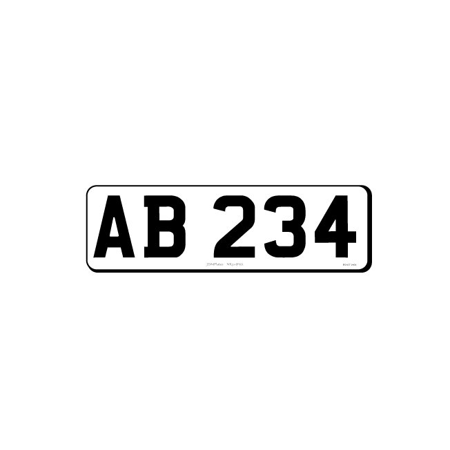 Small & Legal Number Plates For Imported Vehicles – White – Front – 5 Dig Plate – 300w x 87hmm – JDM Plates