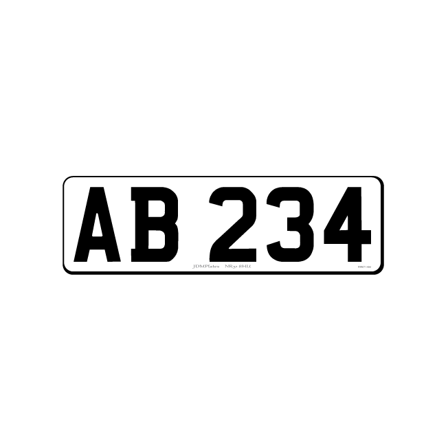 Legal 4D Number Plates For All Vehicles – White – Front – 5 Dig Plate – 338w x 101hmm – JDM Plates