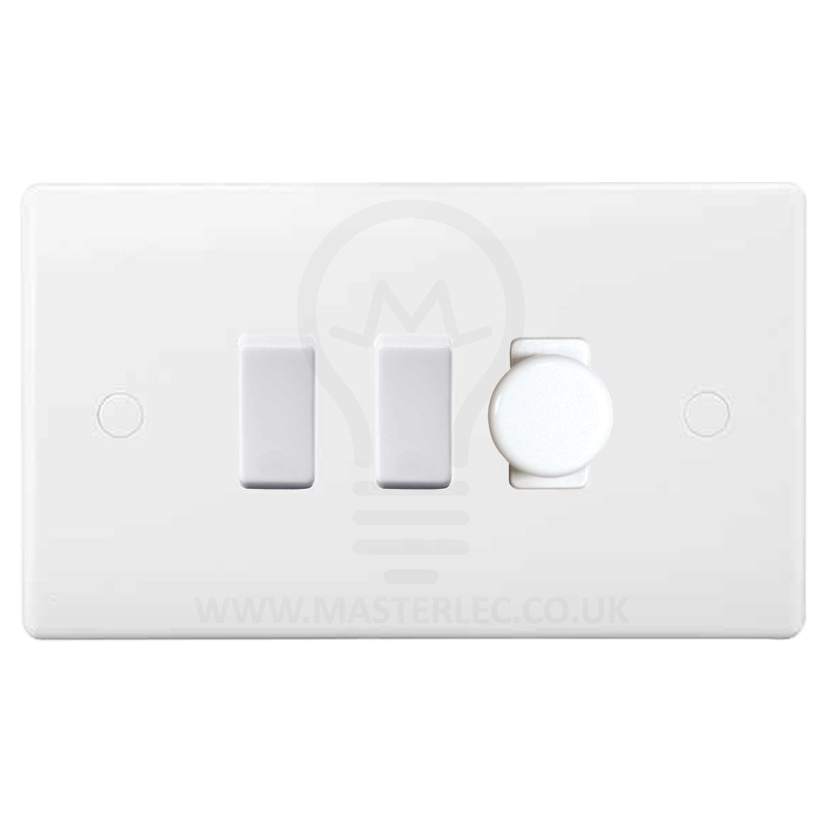 BG White 3 Gang Light Switch 1x Trailing Edge LED Dimmer 2x 2 Way Custom Switch – Masterlec
