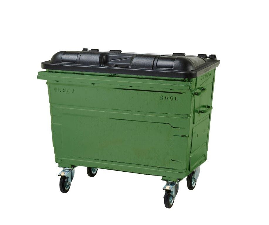 500L Steel Wheelie Bin – Green