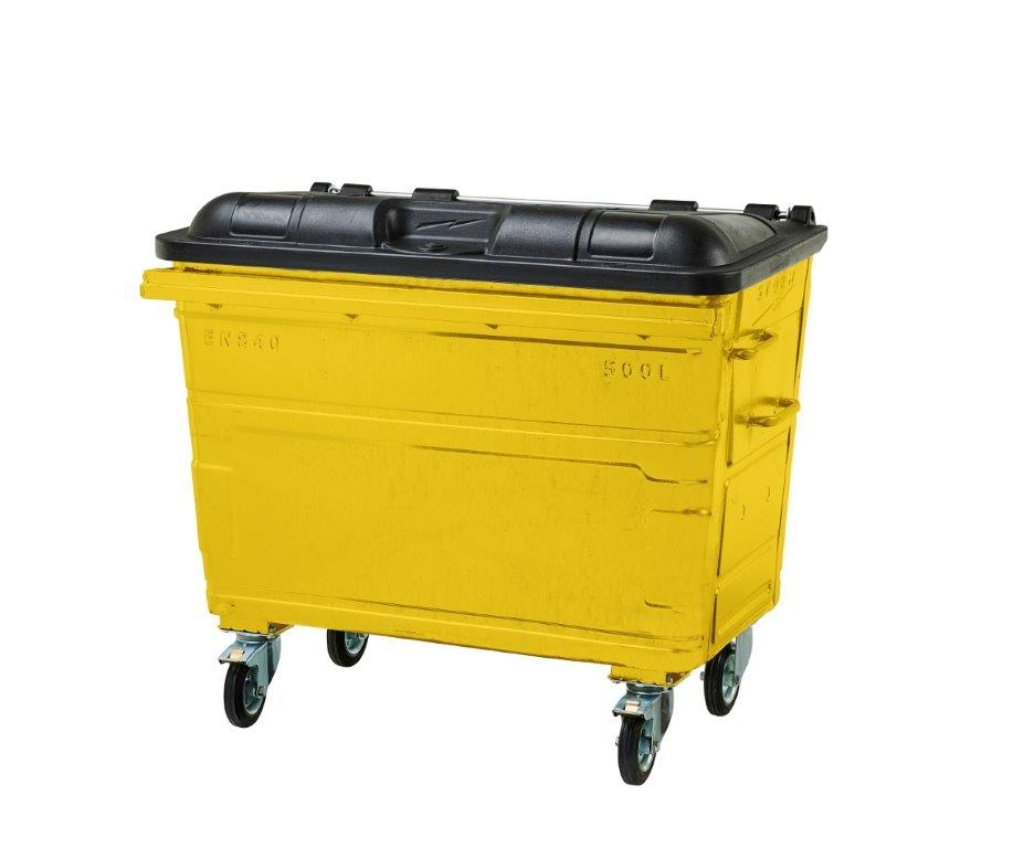 500L Steel Wheelie Bin – Yellow