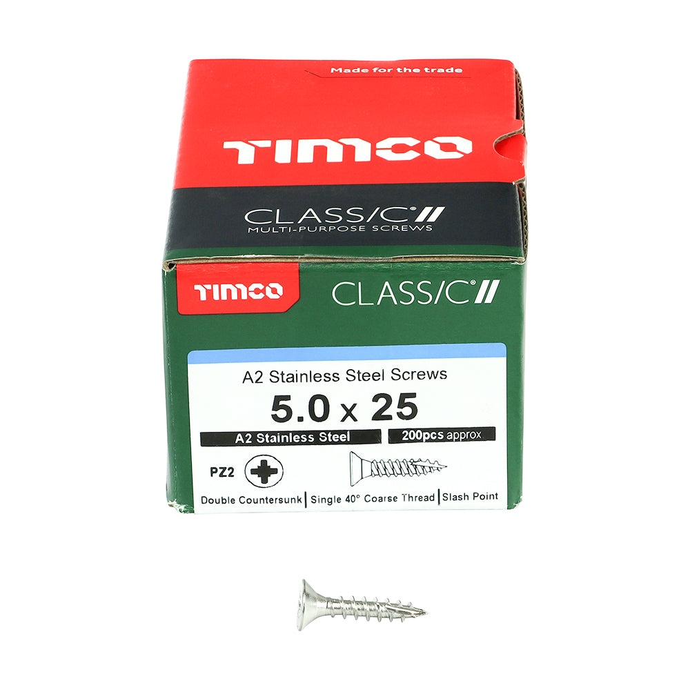 Timco 5mm – Classic Multi-Purpose Screws – Stainless Steel – 5mm x 25mm / 200pcs – Just The Job Supplies
