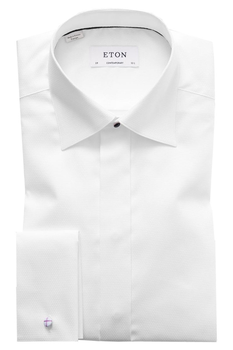 ETON Mens White Dobby Contemporary Fit Evening Shirt – 38 – Robert Old & Co