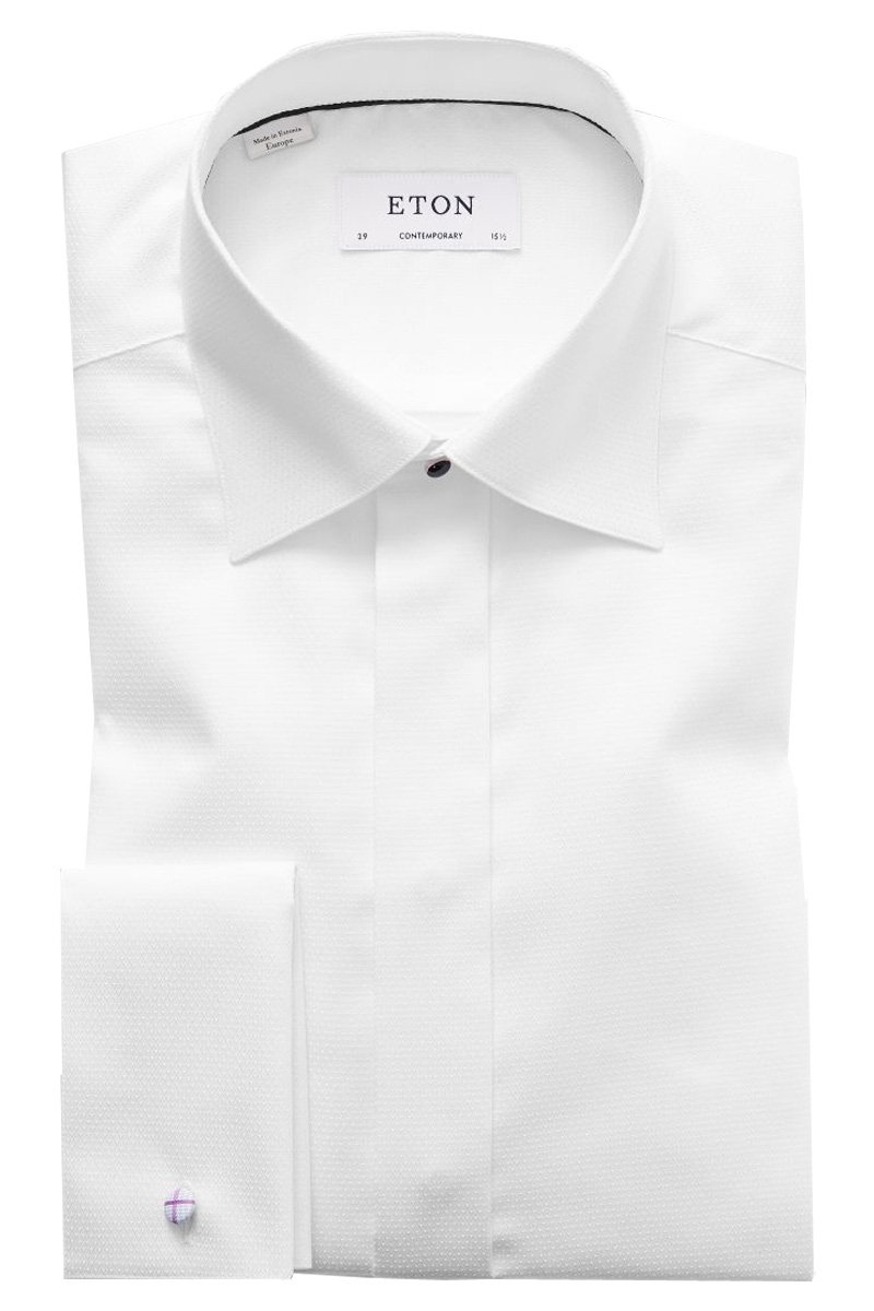 ETON Mens White Dobby Contemporary Fit Evening Shirt – 38 – Robert Old & Co