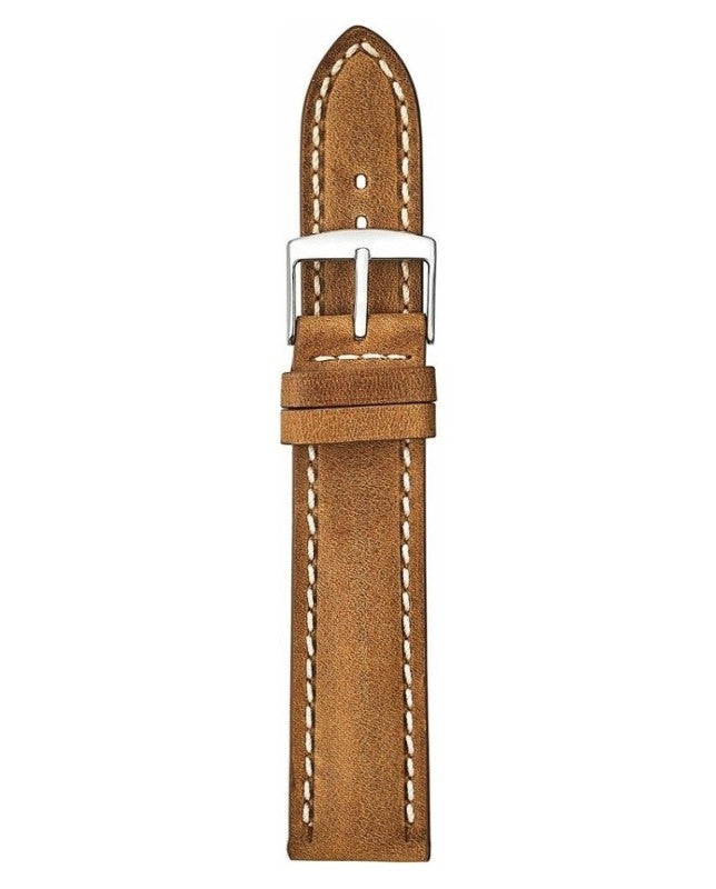 Padded Vintage Leather Watch Band Light Brown, 18mm