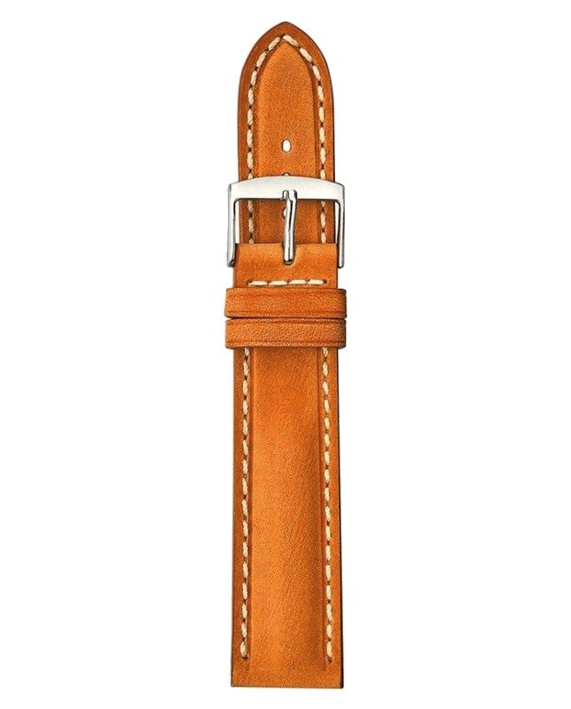 Padded Vintage Leather Watch Band Orange, 18mm
