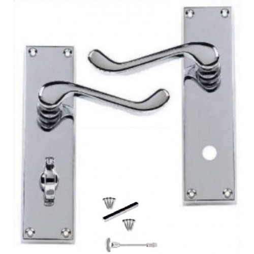 Victorian Scroll Polished Chrome Bathroom WC Toilet Door Handles – Golden Grace – My Door Handles