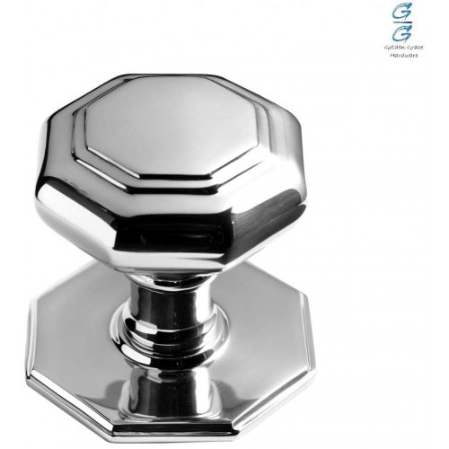 Polished Chrome Octagonal Centre Pull Fixed Door Knob/Handle – Golden Grace – My Door Handles