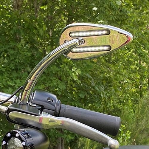 Dynamic LED Motorcycle Mirrors with Run – Brake & Turn Signal – Chrome – Rick Rak
