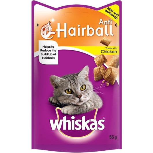 Whiskas Anti-Hairball Small Bite Size Snacks 8 x 55g Packets – Fur2Feather Pet Supplies