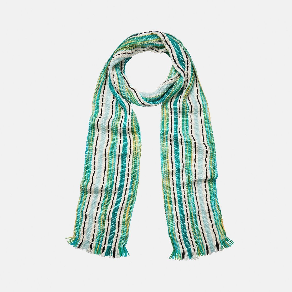 Canoa Scarf in Green / White – Luxury Marino Wool – Fairtrade & Sustainable – Aessai