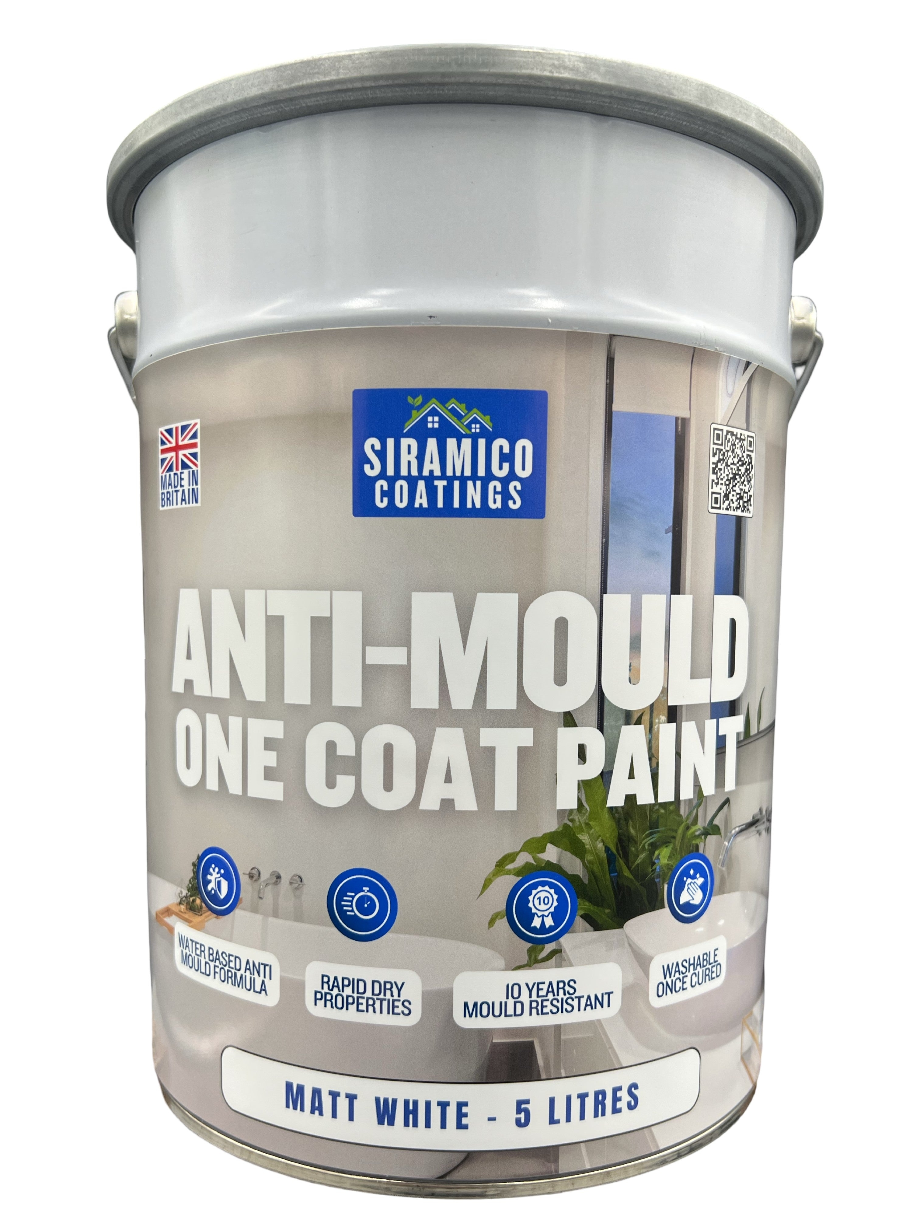 Anti Mould Paint – 1 & 5 Litres – Matt White – Siramico Coatings 5 Litre – Paints – Sealers & Solvents – Sirami Co Coatings