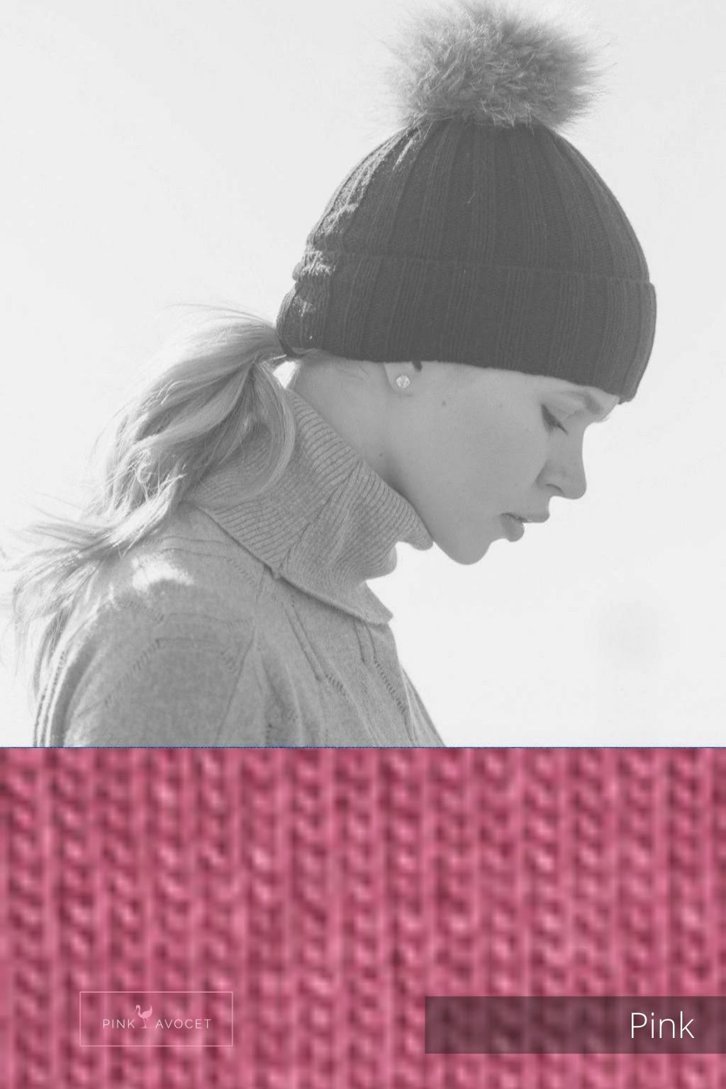 Cashmere Pompom Beanie Hat Pink / OSFA by Pink Avocet