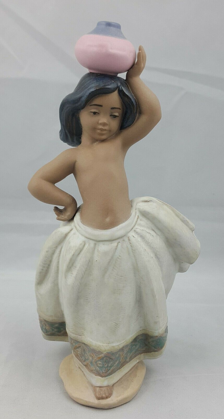 Lladro Gres Finish Little Peasant Girl – White Skirt Model No. 2333 – Amazing Antiques Etc. – Amazing Antiques