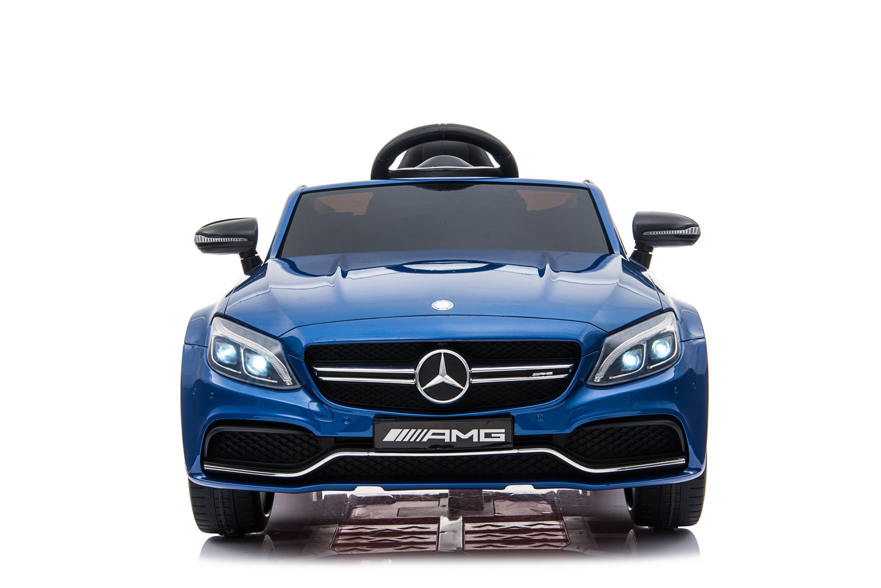 Licensed Mercedes C63 AMG – 12V Electric Ride On Car + Leather Seat – Metallic Blue