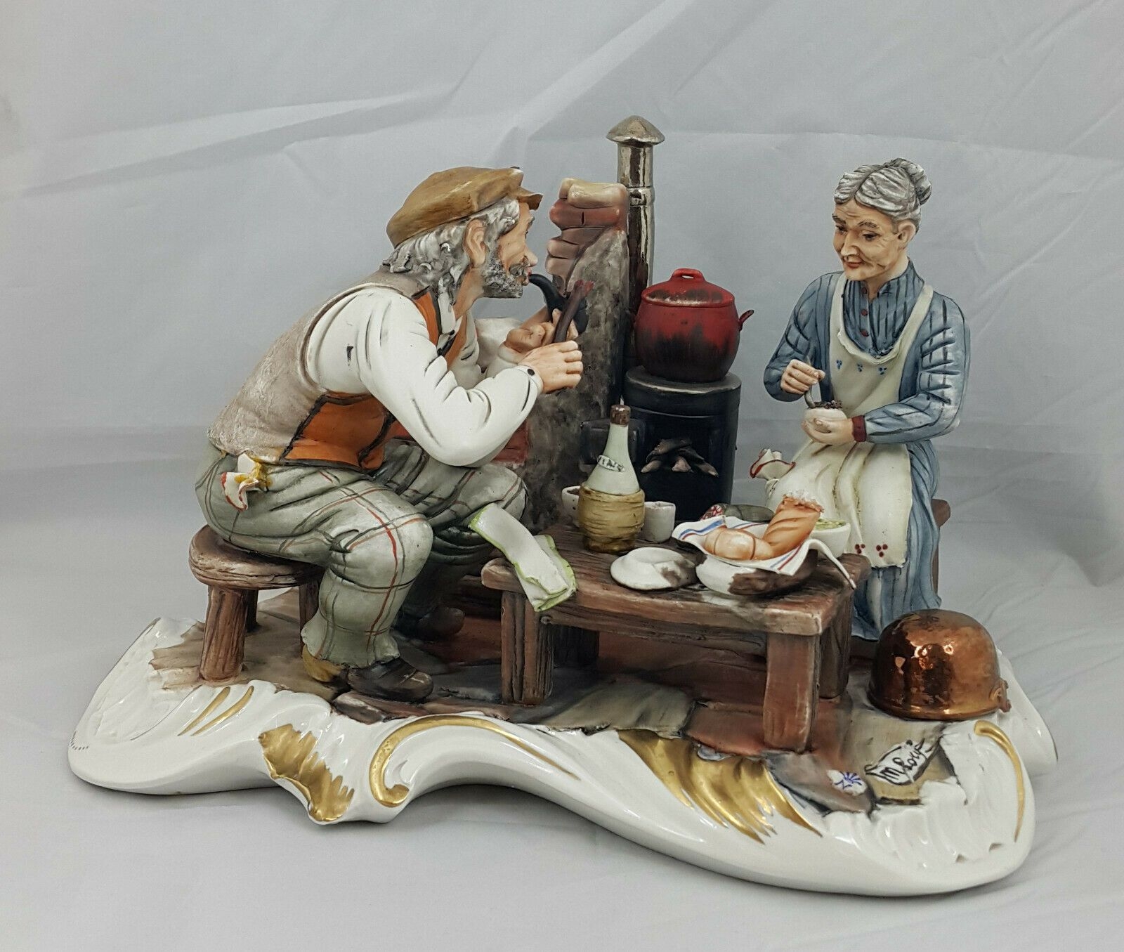 Capodimonte Figurine Old Couple at Dinner Time – Damaged – Amazing Antiques Etc.