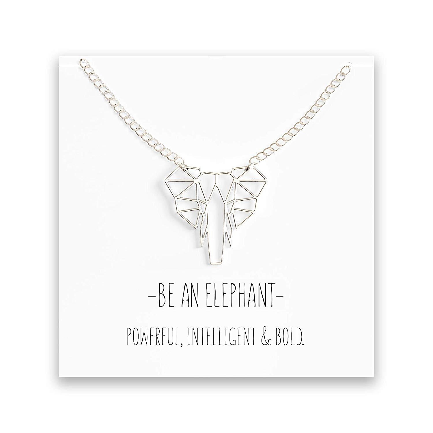 Origami Elephant Necklace – Silver & Gold Silver – Happy Kisses
