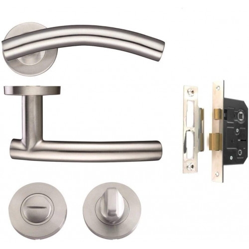 Arched T-Bar Lever Furniture Stainless Steel Bathroom Handle Pack – Golden Grace – My Door Handles
