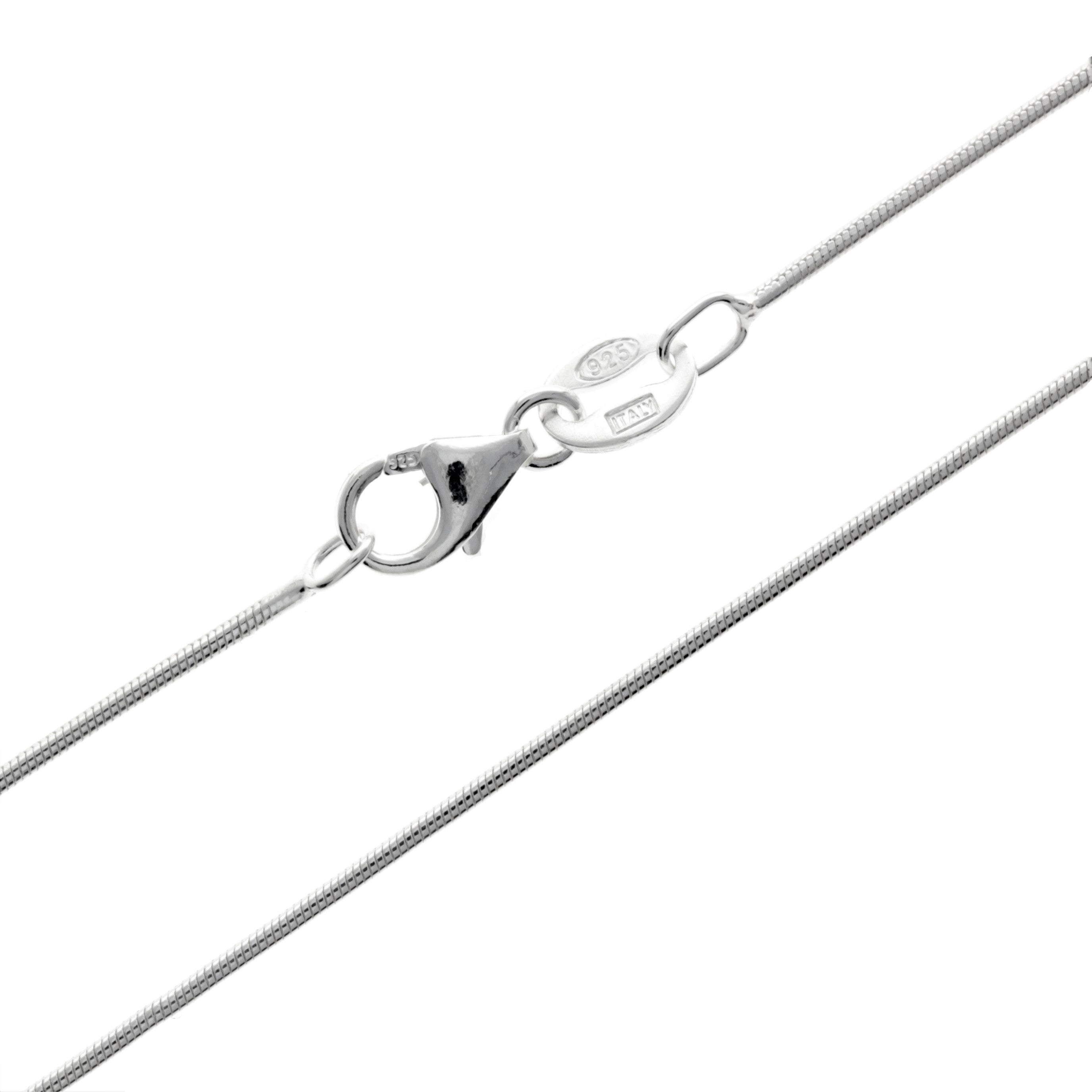 Made in Italy – 925 Sterling Silver Delicate Classic Round Snake Chain – GCH010 20″ – 51cm – SilverAmberJewellery