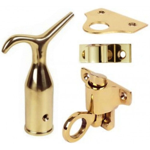 Solid Polished Brass Pole Hook & Fanlight Catch Pack – My Door Handles