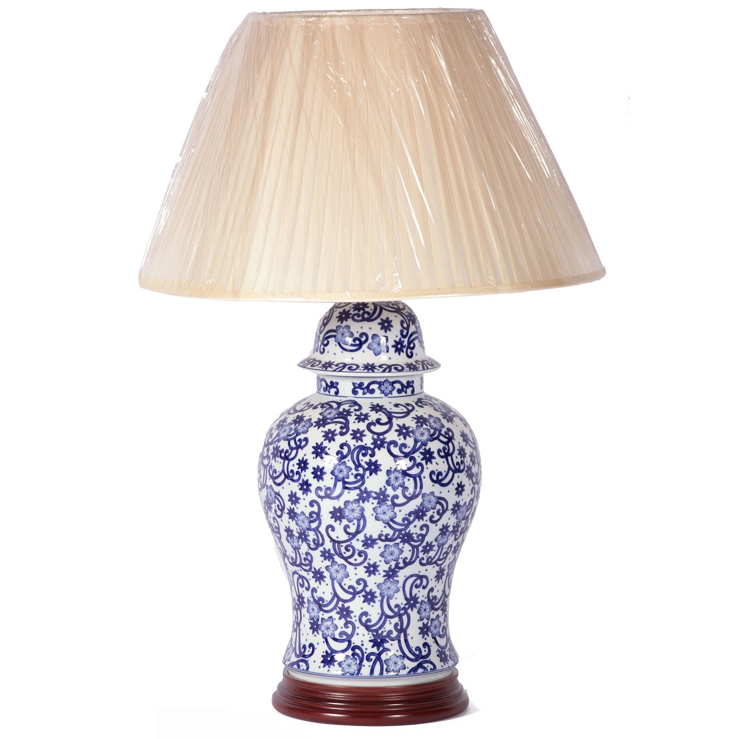 Hand painted ceramic lamp with shade