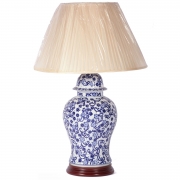Hand painted ceramic lamp with shade