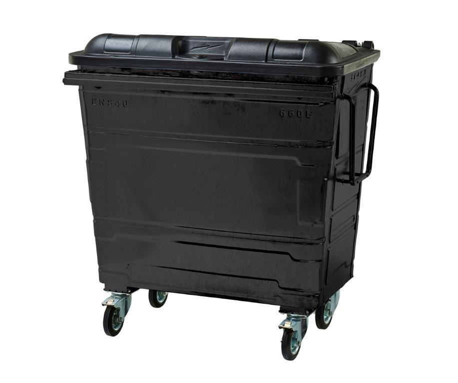 660L Steel Wheelie Bin – Black