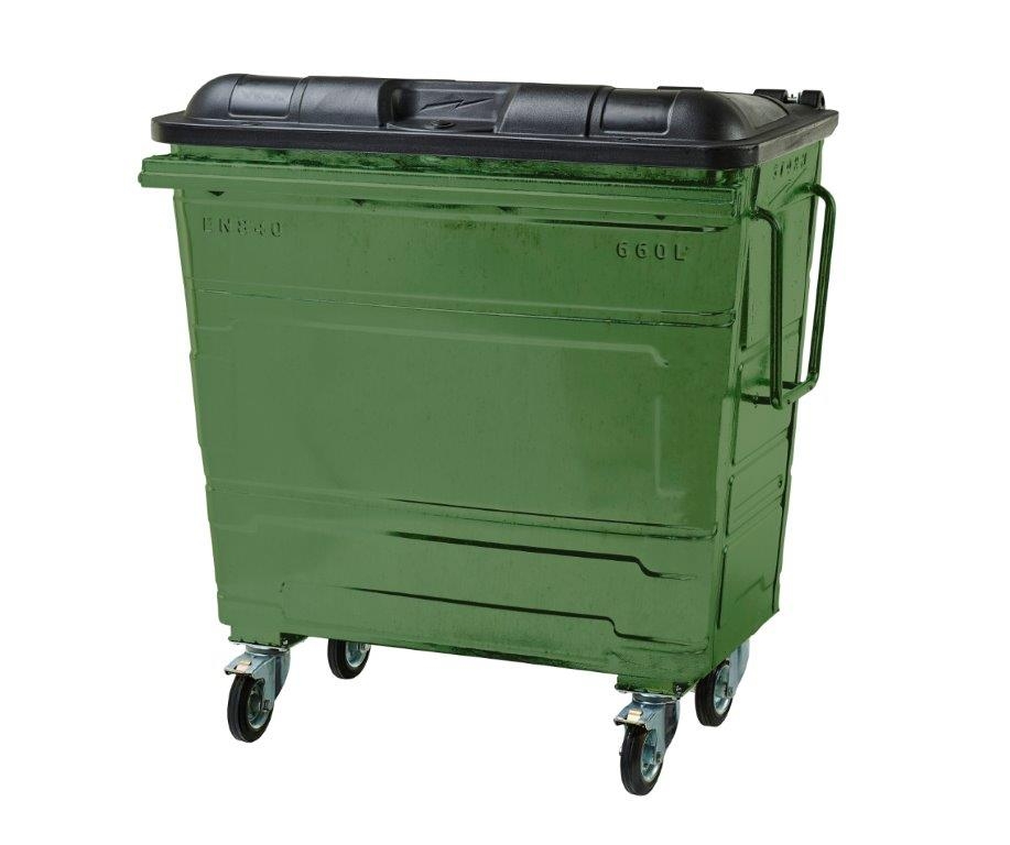 660L Steel Wheelie Bin – Green