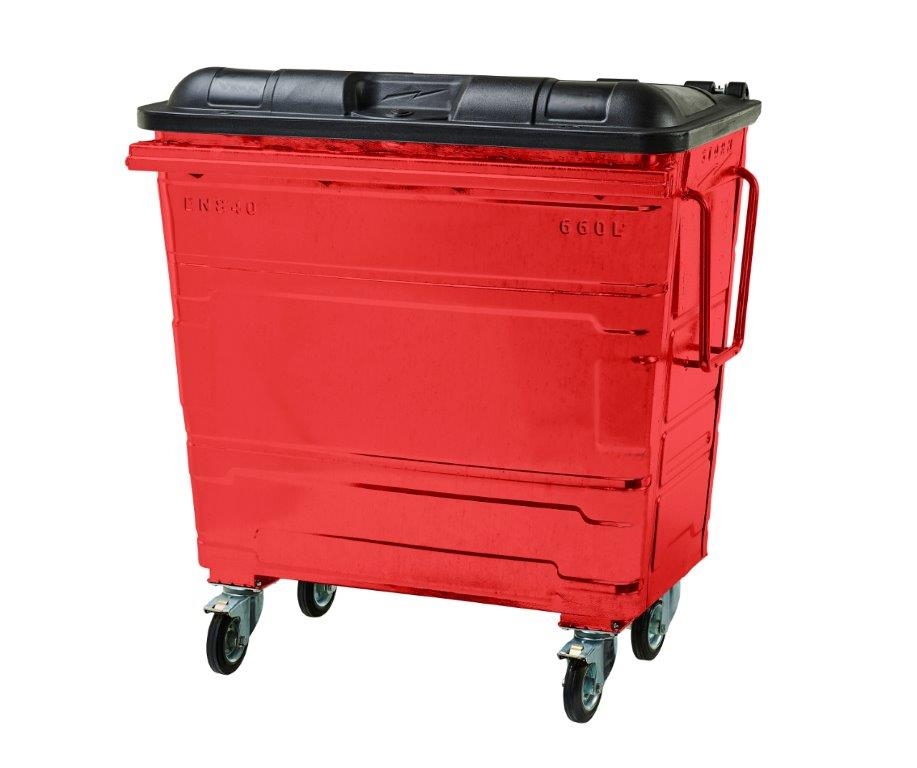 660L Steel Wheelie Bin – Red