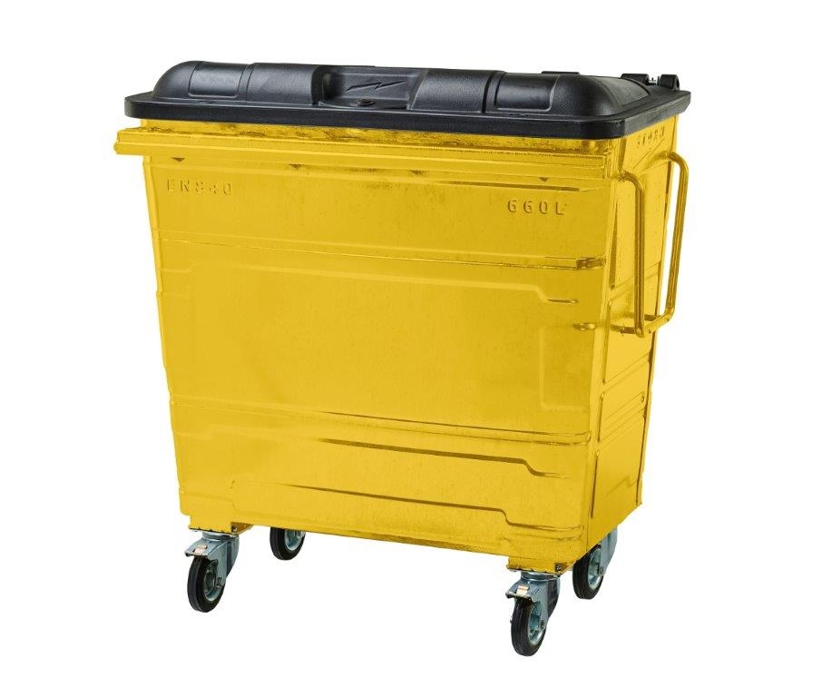 660L Steel Wheelie Bin – Yellow