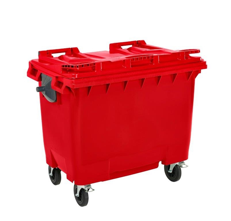 660L Four Wheel Plastic Bin – Red