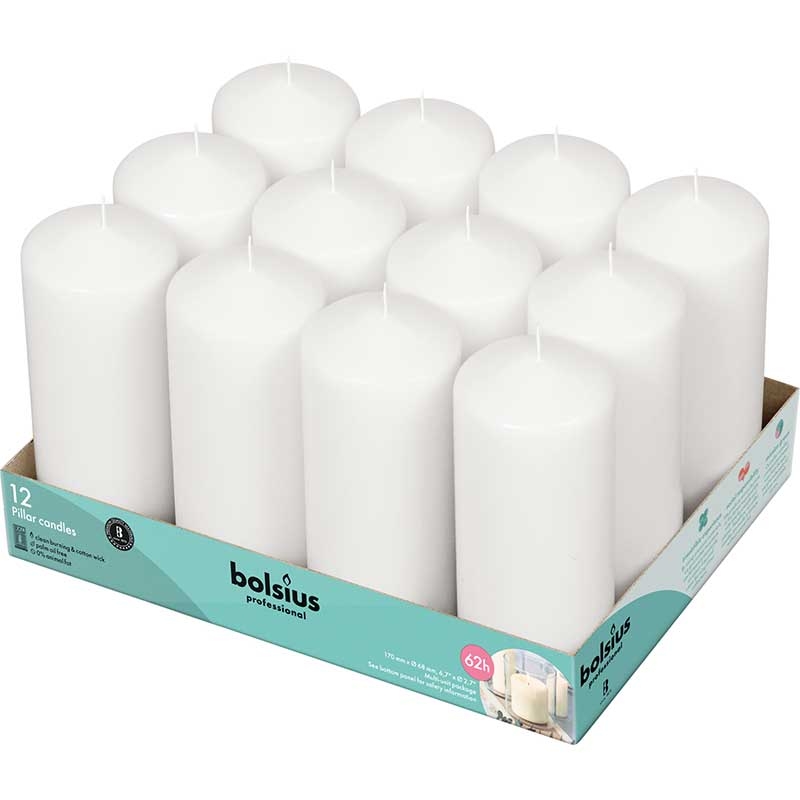 68 x 170mm Pillar Candle (Case 24) – White – The Covent Garden Candle Co Ltd