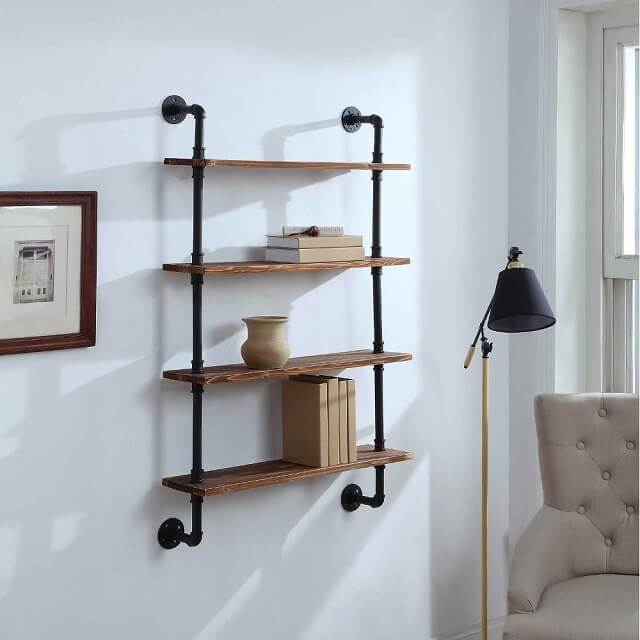 4 Shelf Industrial Pipe Shelving Unit, 90cm – Acumen Collection