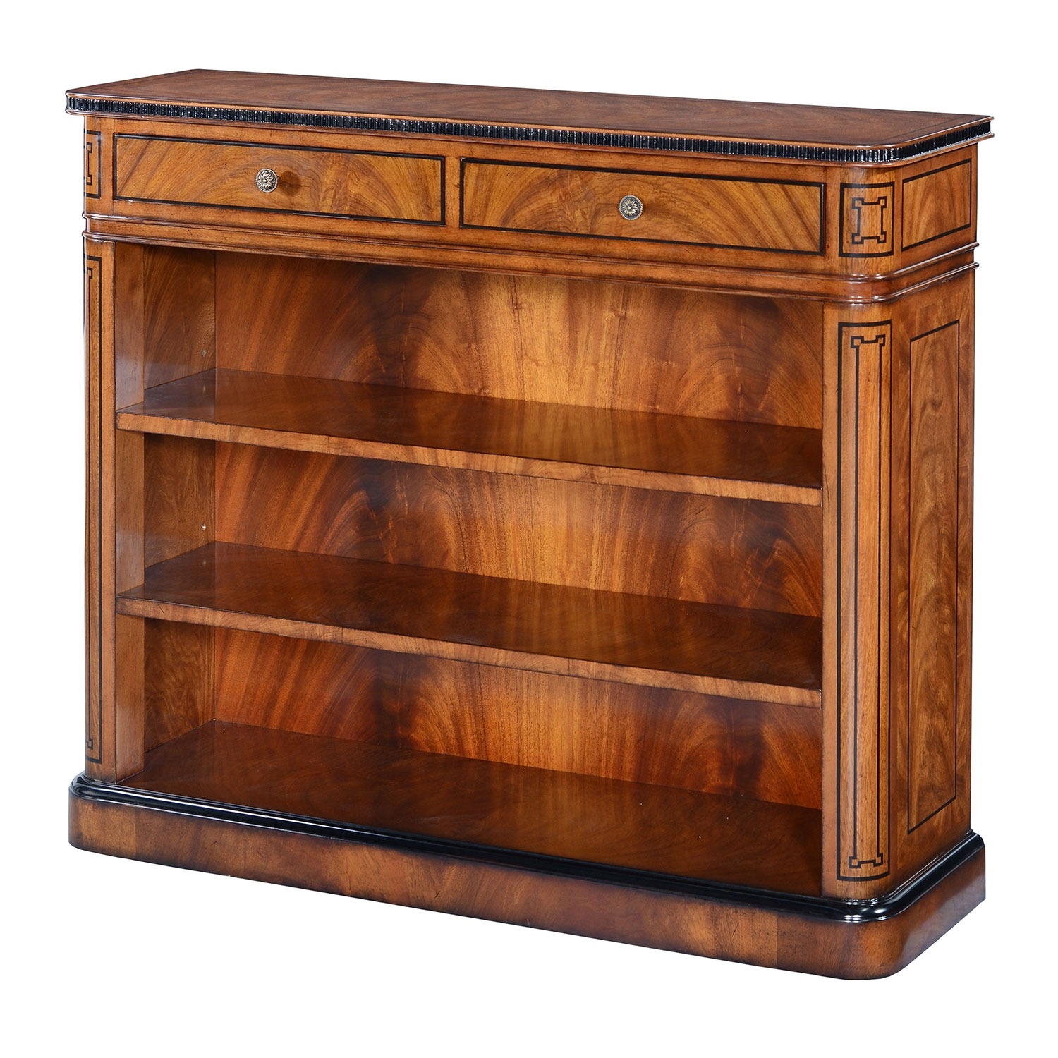 Thomas Hope style mahogany & ebonised open bookcase – 42in