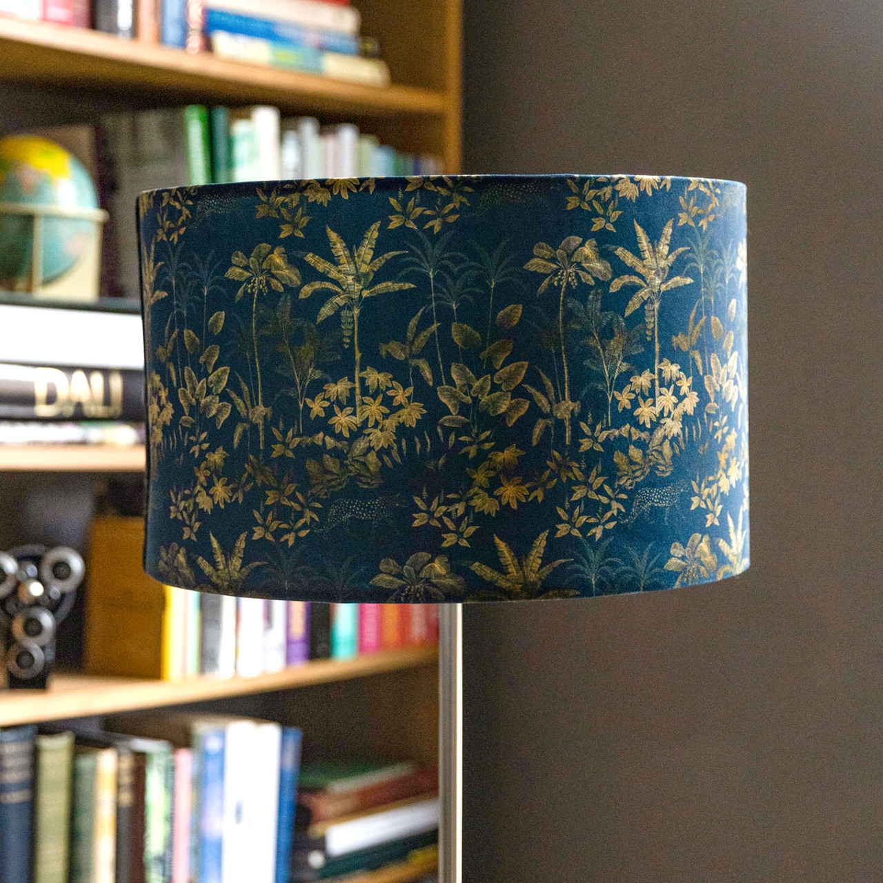 Celina Digby Luxury Soft-Touch Velvet Lampshade – Available for Ceiling Light, Standard Lamp or Table Rain Forest Midnight Blue Light (40cm)